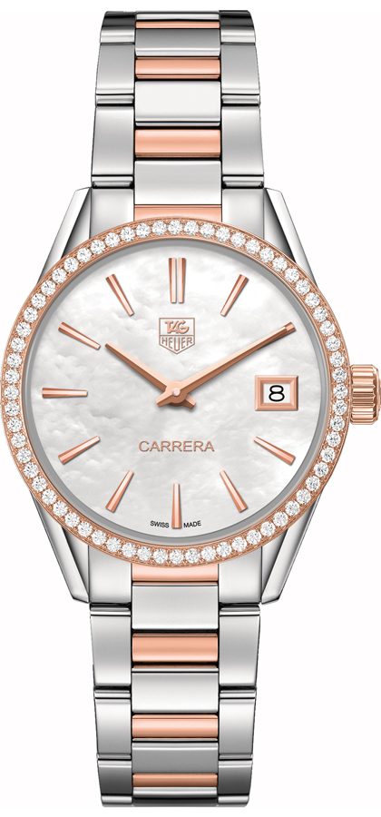 CARRERA QUARTZ QUARTZ 32MM STEEL MOTHER OF PEARL STEEL & ROSE GOLD