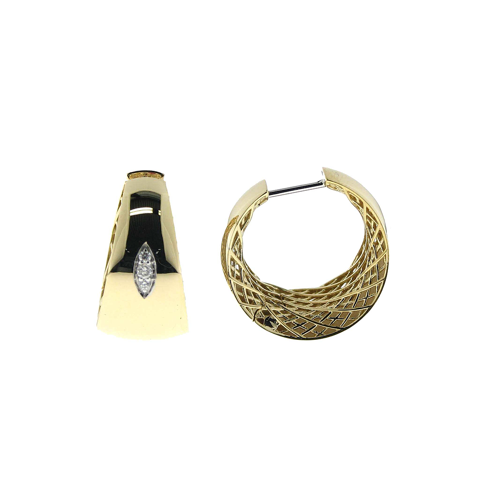 ROBERTO COIN GOLDEN GATE EARRINGS 14.67 18K YELLOW AND WHITE GOLD