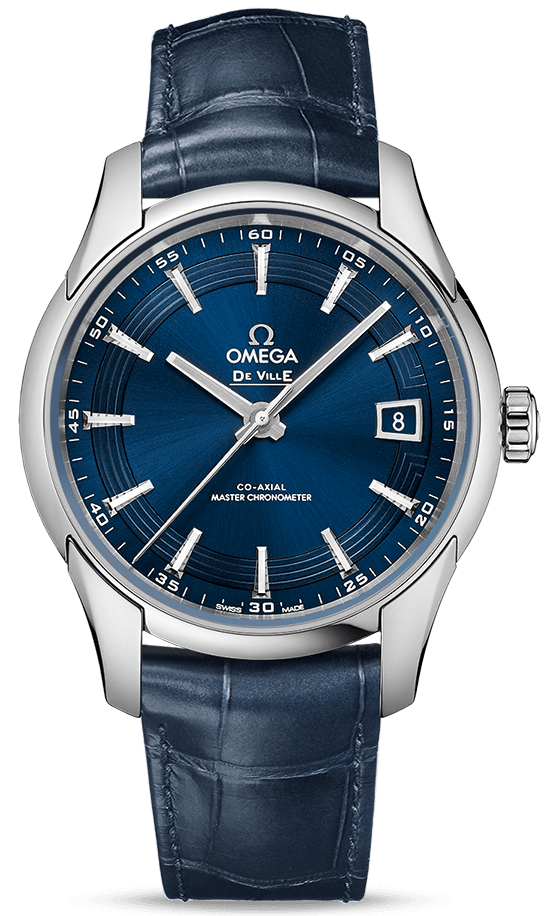 DE VILLE HOUR VISION CO AXIAL MASTER CHRONOMETER AUTOMATIC 41MM STEEL BLUE LEATHER