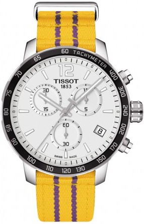 T-SPORT QUICKSTER NBA LAKERS QUARTZ 42MM STEEL & PVD SILVER TEXTILE
