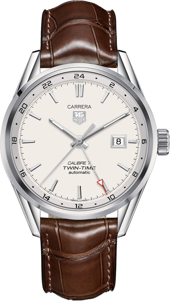 CARRERA CALIBRE 7 TWIN TIME AUTOMATIC 41MM STEEL SILVER LEATHER
