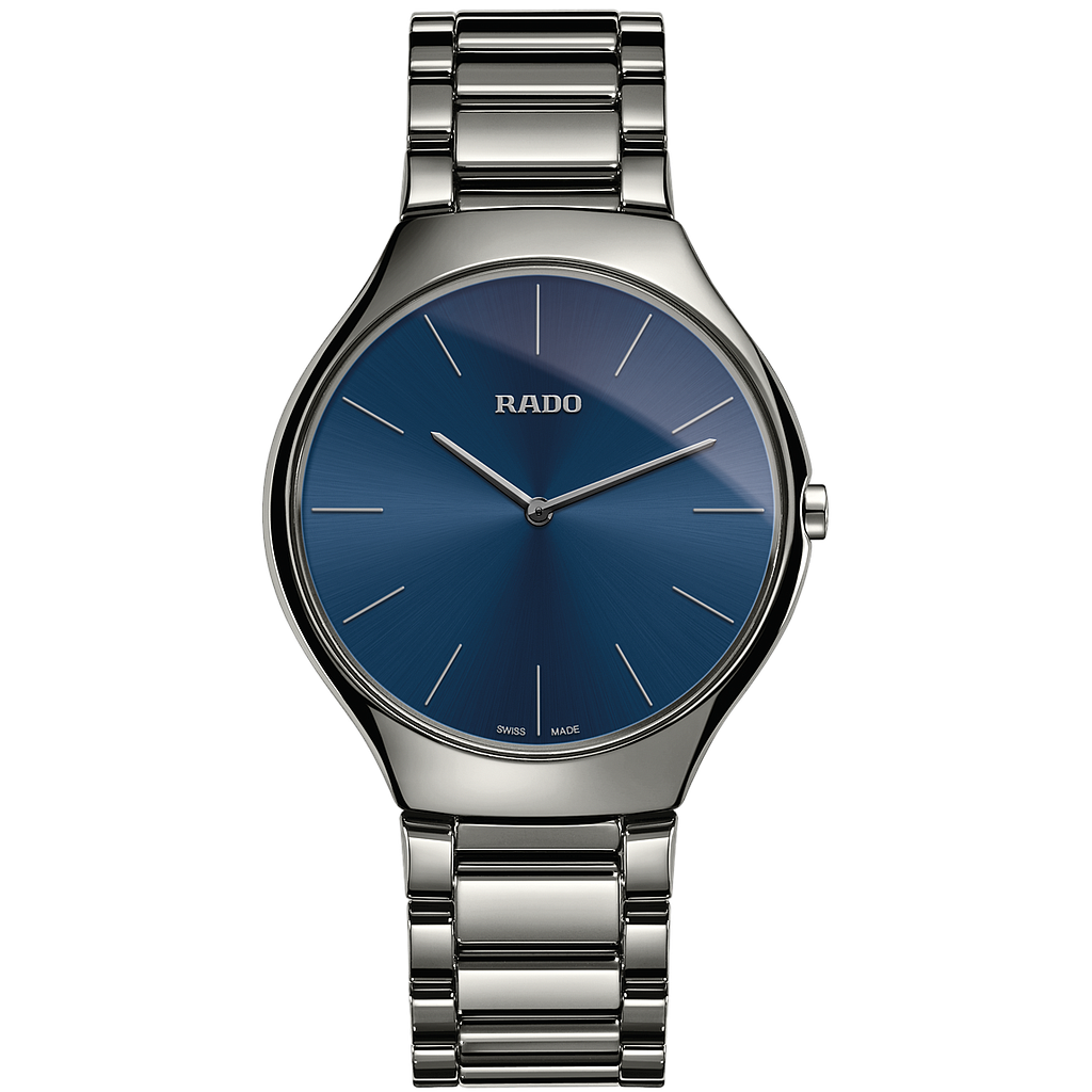 TRUE THINLINE SILVER QUARTZ 38MM STEEL & CERAMIC BLUE CERAMIC & TITANIUM