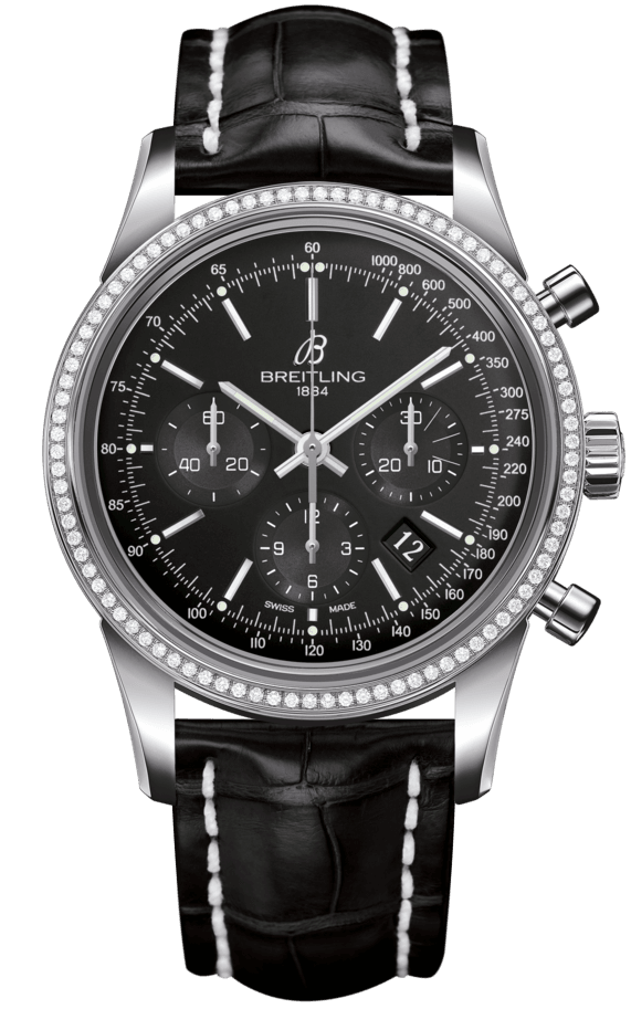 TRANSOCEAN CHRONOGRAPH AUTOMATIC 43MM STEEL BLACK ALLIGATOR