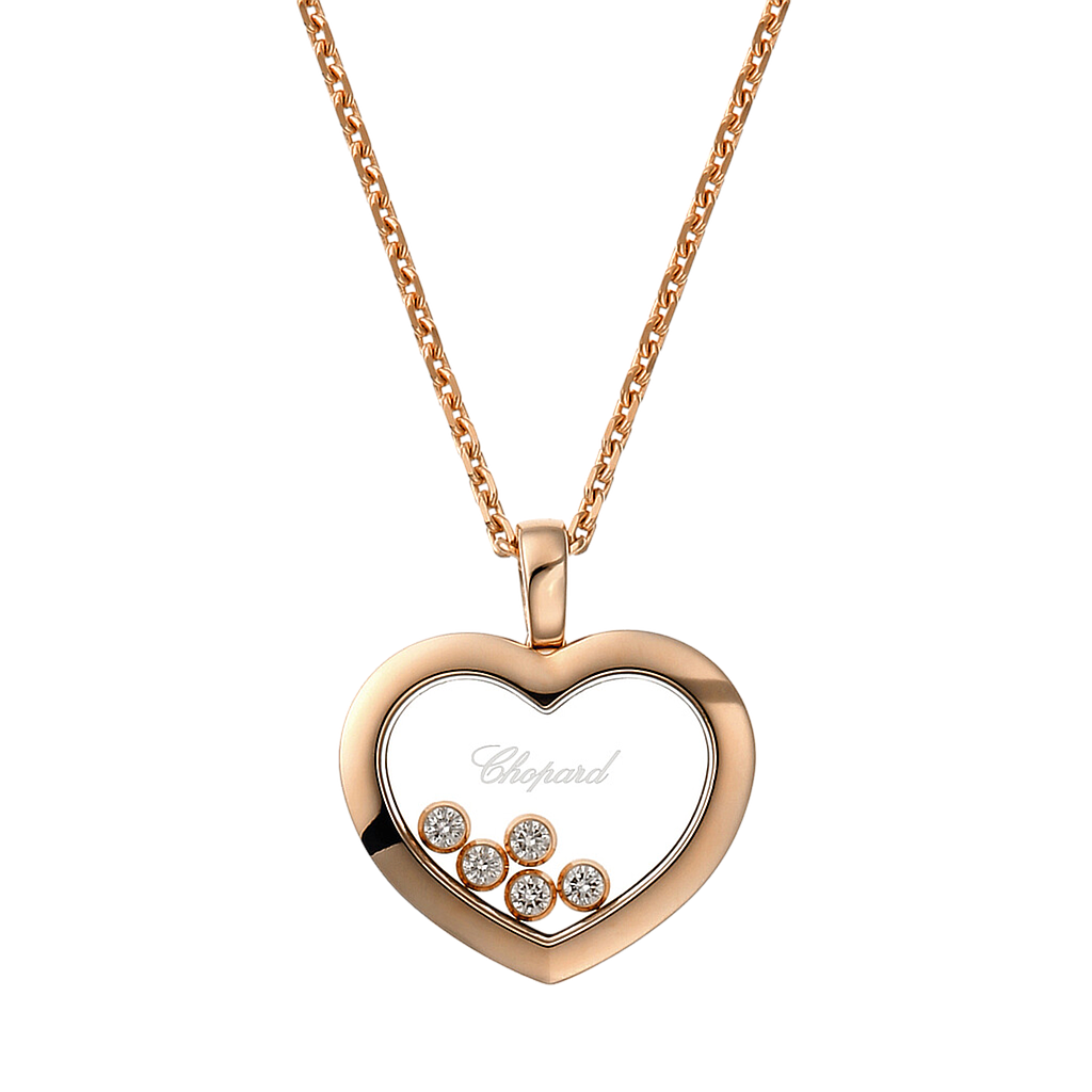 CHOPARD HAPPY DIAMONDS NECKLACE 15.5 18K ROSE GOLD 60CM