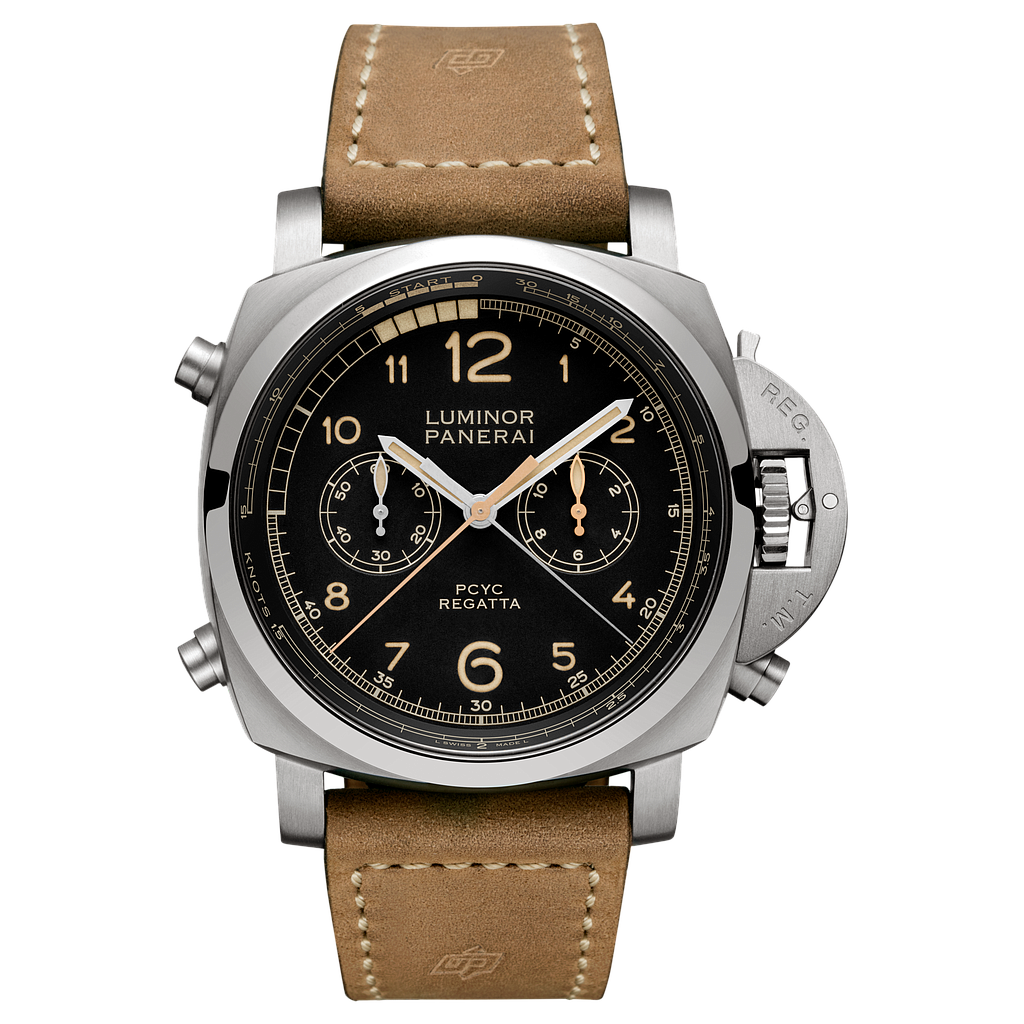 LUMINOR REGATTA CHRONO FLYBACK AUTOMATIC 47MM TITANIUM BLACK LEATHER
